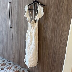 White Linen Button-Down Dress